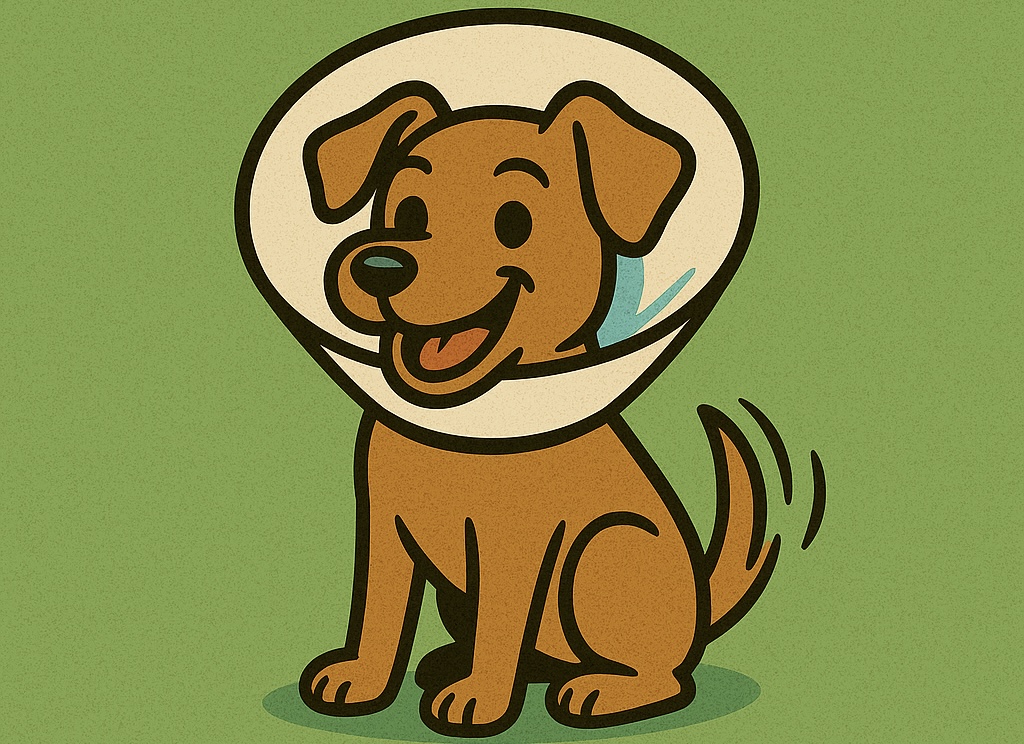 犬が去勢手術をした様子を描いたイラスト