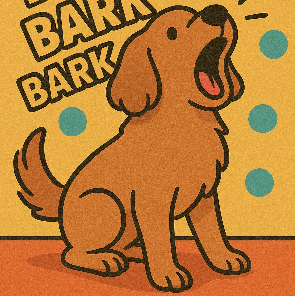 犬が無駄吠えをしている様子を描いたイラスト